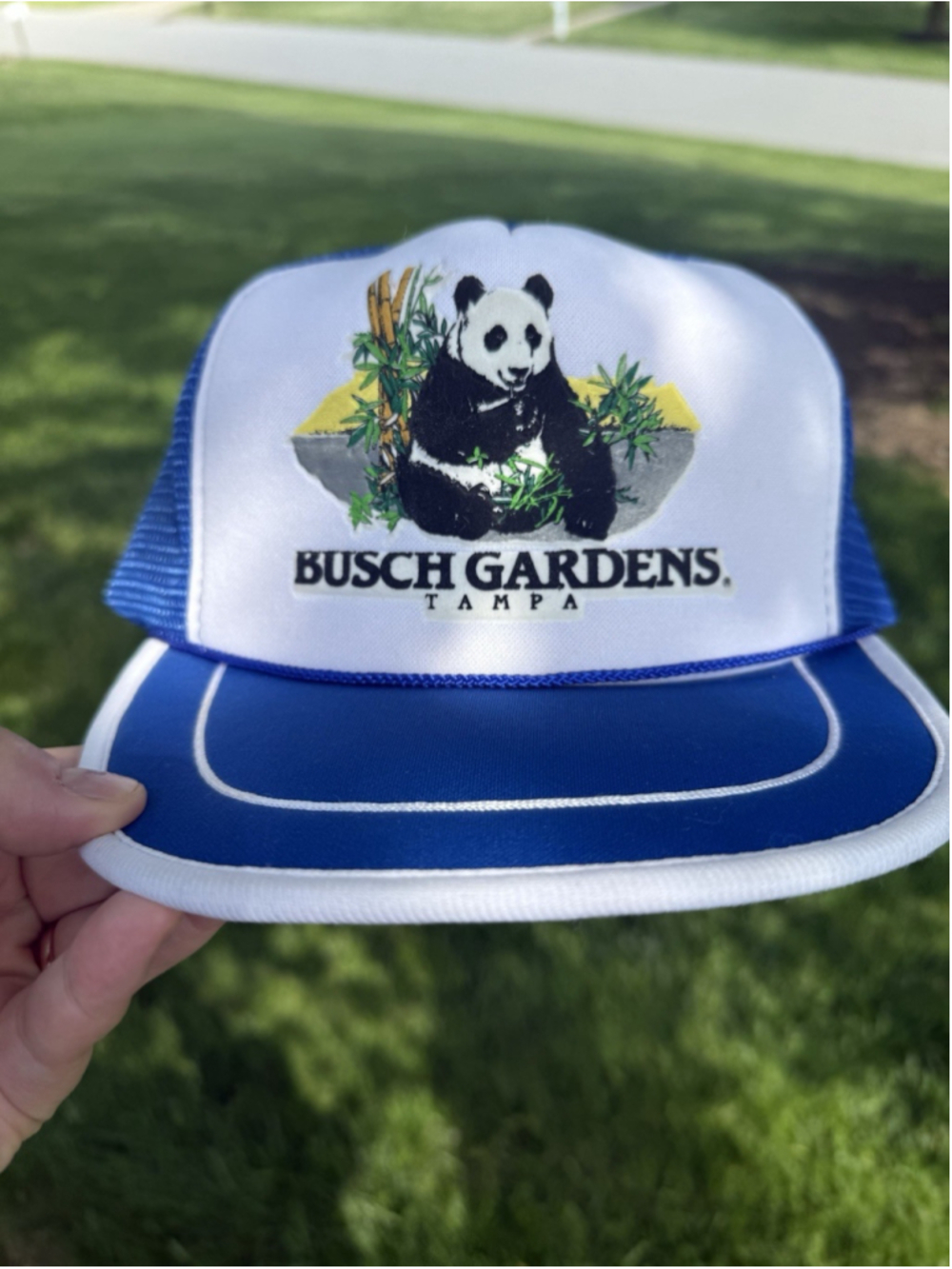 VTG Busch Garden Cap Hat Tampa Panda Braided Rope Trim Snapback Mesh OS